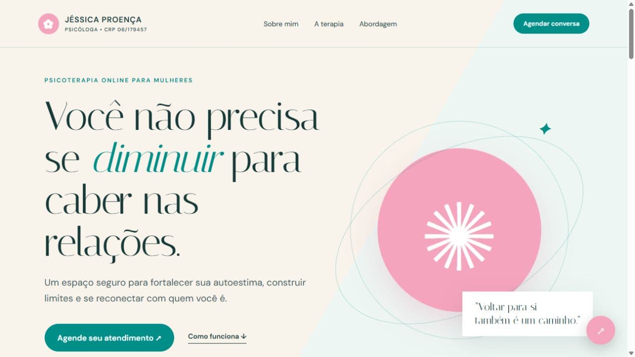 Página inicial do projeto Jéssica Proença